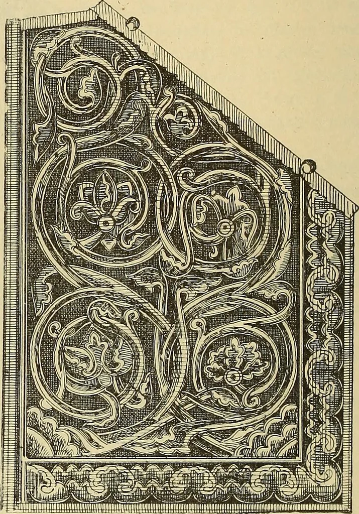 An illustration from L'arte nell'industria : lavori di legno e pastiglia, lavori di metallo, lavori di pietra, marmo, alabastro, ceramica, musaico, vetro, lavori di osso e avorio, lavori tessili, carte da parati e cuoi decorati, ricami, pizzi, cartelloni, stampe, ecc., 1907, leaf 231