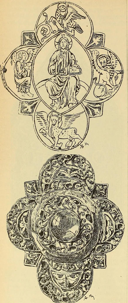 An illustration from L'arte nell'industria : lavori di legno e pastiglia, lavori di metallo, lavori di pietra, marmo, alabastro, ceramica, musaico, vetro, lavori di osso e avorio, lavori tessili, carte da parati e cuoi decorati, ricami, pizzi, cartelloni, stampe, ecc., 1907, leaf 237