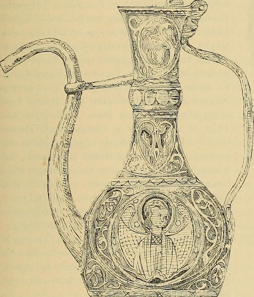 An illustration from L'arte nell'industria : lavori di legno e pastiglia, lavori di metallo, lavori di pietra, marmo, alabastro, ceramica, musaico, vetro, lavori di osso e avorio, lavori tessili, carte da parati e cuoi decorati, ricami, pizzi, cartelloni, stampe, ecc., 1907, leaf 242