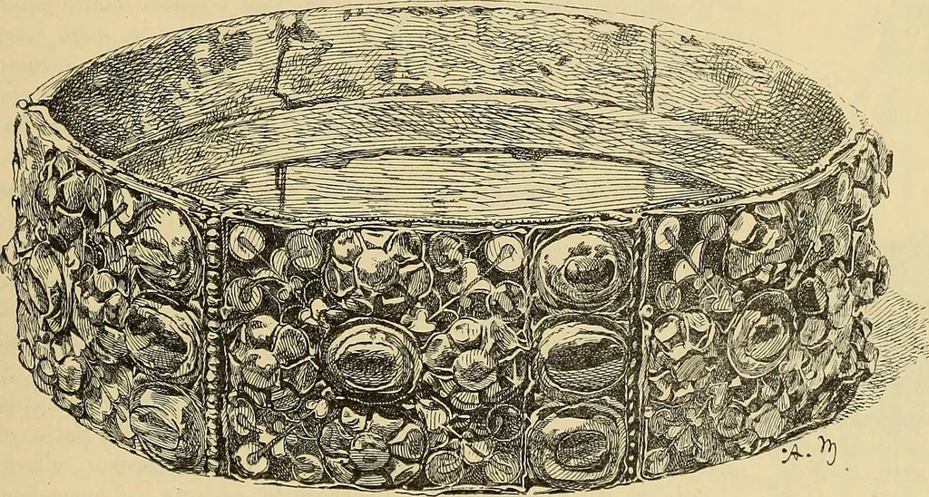 An illustration from L'arte nell'industria : lavori di legno e pastiglia, lavori di metallo, lavori di pietra, marmo, alabastro, ceramica, musaico, vetro, lavori di osso e avorio, lavori tessili, carte da parati e cuoi decorati, ricami, pizzi, cartelloni, stampe, ecc., 1907, leaf 252