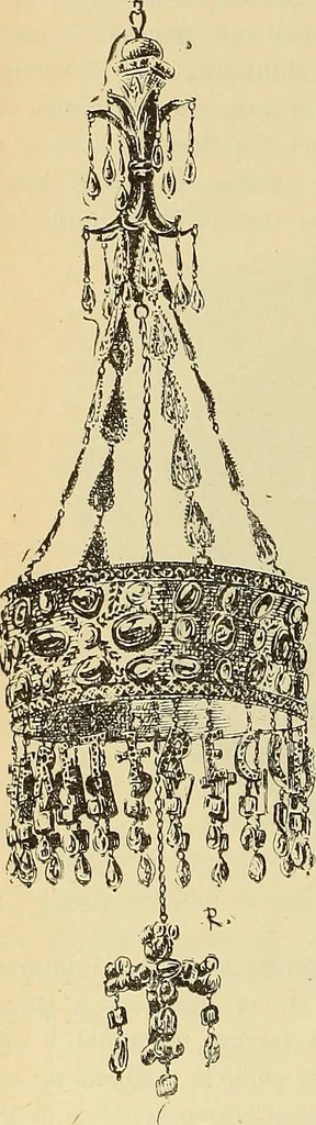 An illustration from L'arte nell'industria : lavori di legno e pastiglia, lavori di metallo, lavori di pietra, marmo, alabastro, ceramica, musaico, vetro, lavori di osso e avorio, lavori tessili, carte da parati e cuoi decorati, ricami, pizzi, cartelloni, stampe, ecc., 1907, leaf 253
