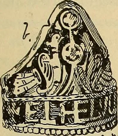 An illustration from L'arte nell'industria : lavori di legno e pastiglia, lavori di metallo, lavori di pietra, marmo, alabastro, ceramica, musaico, vetro, lavori di osso e avorio, lavori tessili, carte da parati e cuoi decorati, ricami, pizzi, cartelloni, stampe, ecc., 1907, leaf 264