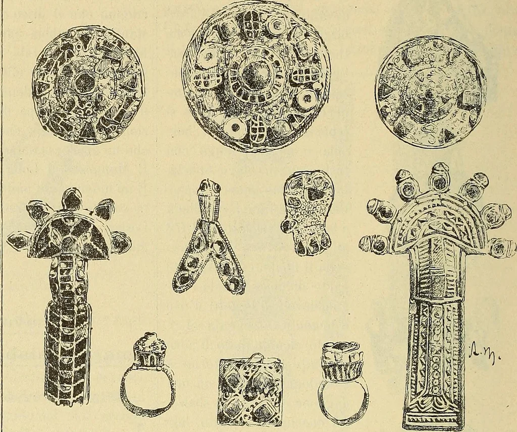 An illustration from L'arte nell'industria : lavori di legno e pastiglia, lavori di metallo, lavori di pietra, marmo, alabastro, ceramica, musaico, vetro, lavori di osso e avorio, lavori tessili, carte da parati e cuoi decorati, ricami, pizzi, cartelloni, stampe, ecc., 1907, leaf 265