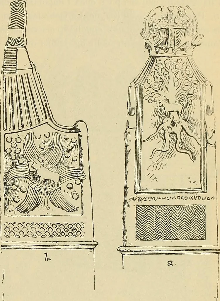 An illustration from L'arte nell'industria : lavori di legno e pastiglia, lavori di metallo, lavori di pietra, marmo, alabastro, ceramica, musaico, vetro, lavori di osso e avorio, lavori tessili, carte da parati e cuoi decorati, ricami, pizzi, cartelloni, stampe, ecc., 1907, leaf 266