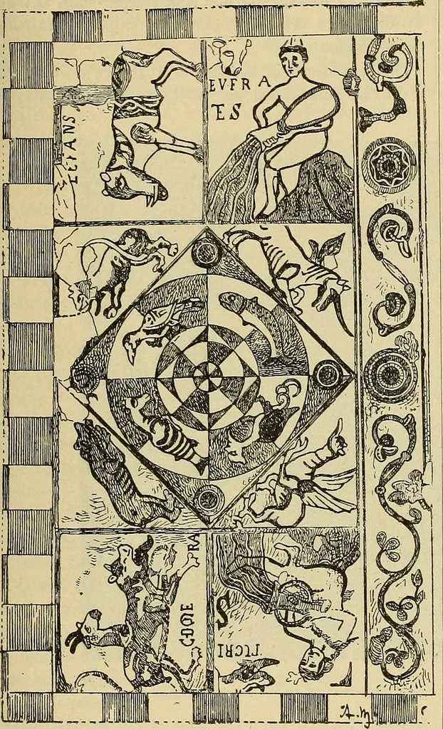 An illustration from L'arte nell'industria : lavori di legno e pastiglia, lavori di metallo, lavori di pietra, marmo, alabastro, ceramica, musaico, vetro, lavori di osso e avorio, lavori tessili, carte da parati e cuoi decorati, ricami, pizzi, cartelloni, stampe, ecc., 1907, leaf 276