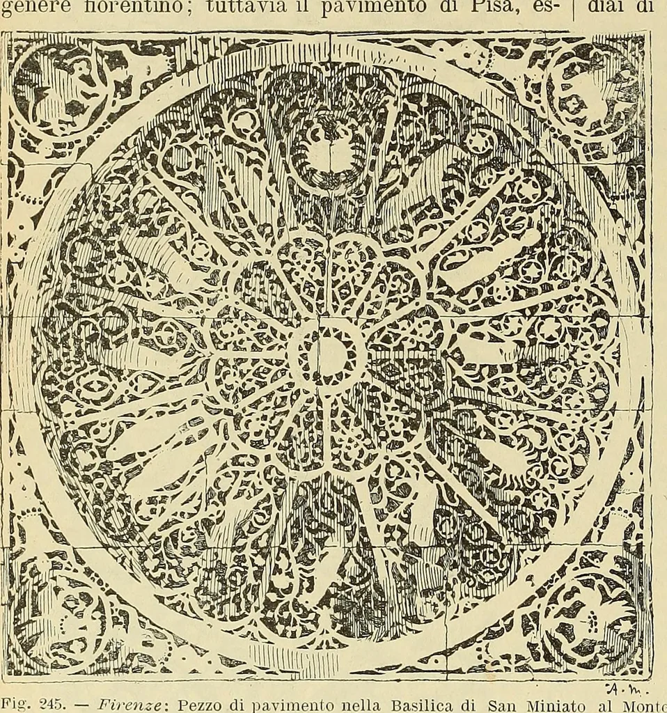An illustration from L'arte nell'industria : lavori di legno e pastiglia, lavori di metallo, lavori di pietra, marmo, alabastro, ceramica, musaico, vetro, lavori di osso e avorio, lavori tessili, carte da parati e cuoi decorati, ricami, pizzi, cartelloni, stampe, ecc., 1907, leaf 283