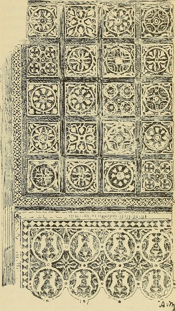 An illustration from L'arte nell'industria : lavori di legno e pastiglia, lavori di metallo, lavori di pietra, marmo, alabastro, ceramica, musaico, vetro, lavori di osso e avorio, lavori tessili, carte da parati e cuoi decorati, ricami, pizzi, cartelloni, stampe, ecc., 1907, leaf 284