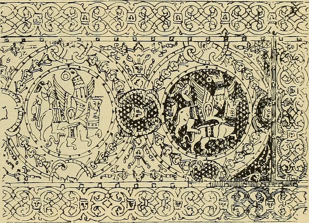 An illustration from L'arte nell'industria : lavori di legno e pastiglia, lavori di metallo, lavori di pietra, marmo, alabastro, ceramica, musaico, vetro, lavori di osso e avorio, lavori tessili, carte da parati e cuoi decorati, ricami, pizzi, cartelloni, stampe, ecc., 1907, leaf 314