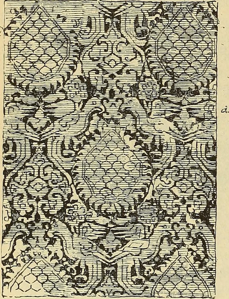 An illustration from L'arte nell'industria : lavori di legno e pastiglia, lavori di metallo, lavori di pietra, marmo, alabastro, ceramica, musaico, vetro, lavori di osso e avorio, lavori tessili, carte da parati e cuoi decorati, ricami, pizzi, cartelloni, stampe, ecc., 1907, leaf 315