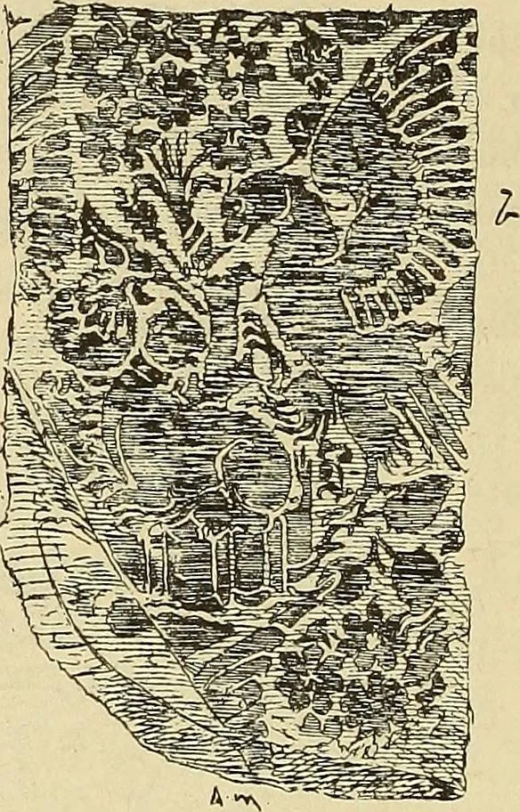 An illustration from L'arte nell'industria : lavori di legno e pastiglia, lavori di metallo, lavori di pietra, marmo, alabastro, ceramica, musaico, vetro, lavori di osso e avorio, lavori tessili, carte da parati e cuoi decorati, ricami, pizzi, cartelloni, stampe, ecc., 1907, leaf 315