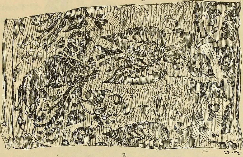 An illustration from L'arte nell'industria : lavori di legno e pastiglia, lavori di metallo, lavori di pietra, marmo, alabastro, ceramica, musaico, vetro, lavori di osso e avorio, lavori tessili, carte da parati e cuoi decorati, ricami, pizzi, cartelloni, stampe, ecc., 1907, leaf 316