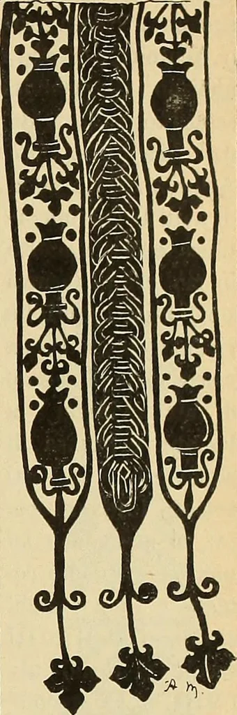 An illustration from L'arte nell'industria : lavori di legno e pastiglia, lavori di metallo, lavori di pietra, marmo, alabastro, ceramica, musaico, vetro, lavori di osso e avorio, lavori tessili, carte da parati e cuoi decorati, ricami, pizzi, cartelloni, stampe, ecc., 1907, leaf 318