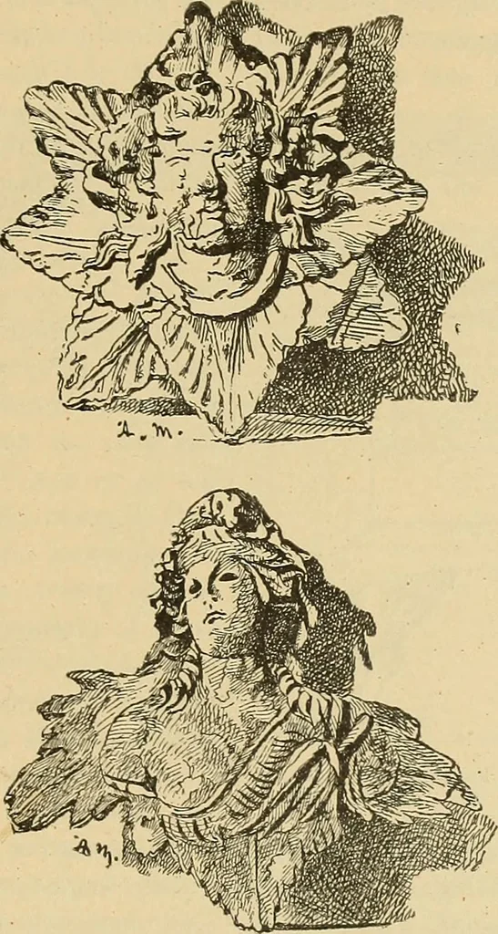 An illustration from L'arte nell'industria : lavori di legno e pastiglia, lavori di metallo, lavori di pietra, marmo, alabastro, ceramica, musaico, vetro, lavori di osso e avorio, lavori tessili, carte da parati e cuoi decorati, ricami, pizzi, cartelloni, stampe, ecc., 1907, leaf 32