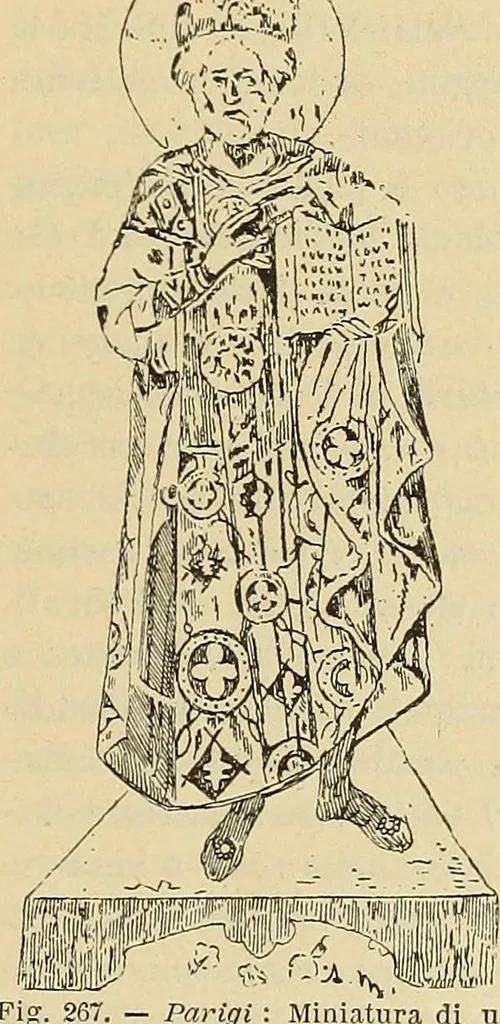 An illustration from L'arte nell'industria : lavori di legno e pastiglia, lavori di metallo, lavori di pietra, marmo, alabastro, ceramica, musaico, vetro, lavori di osso e avorio, lavori tessili, carte da parati e cuoi decorati, ricami, pizzi, cartelloni, stampe, ecc., 1907, leaf 320