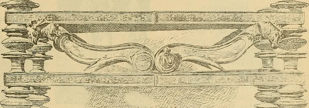 An illustration from L'arte nell'industria : lavori di legno e pastiglia, lavori di metallo, lavori di pietra, marmo, alabastro, ceramica, musaico, vetro, lavori di osso e avorio, lavori tessili, carte da parati e cuoi decorati, ricami, pizzi, cartelloni, stampe, ecc., 1907, leaf 34