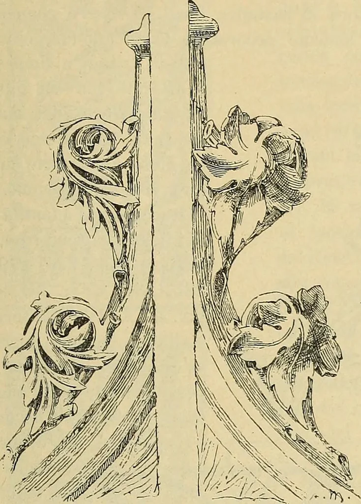 An illustration from L'arte nell'industria : lavori di legno e pastiglia, lavori di metallo, lavori di pietra, marmo, alabastro, ceramica, musaico, vetro, lavori di osso e avorio, lavori tessili, carte da parati e cuoi decorati, ricami, pizzi, cartelloni, stampe, ecc., 1907, leaf 350