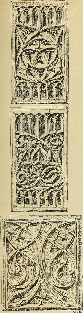 An illustration from L'arte nell'industria : lavori di legno e pastiglia, lavori di metallo, lavori di pietra, marmo, alabastro, ceramica, musaico, vetro, lavori di osso e avorio, lavori tessili, carte da parati e cuoi decorati, ricami, pizzi, cartelloni, stampe, ecc., 1907, leaf 352