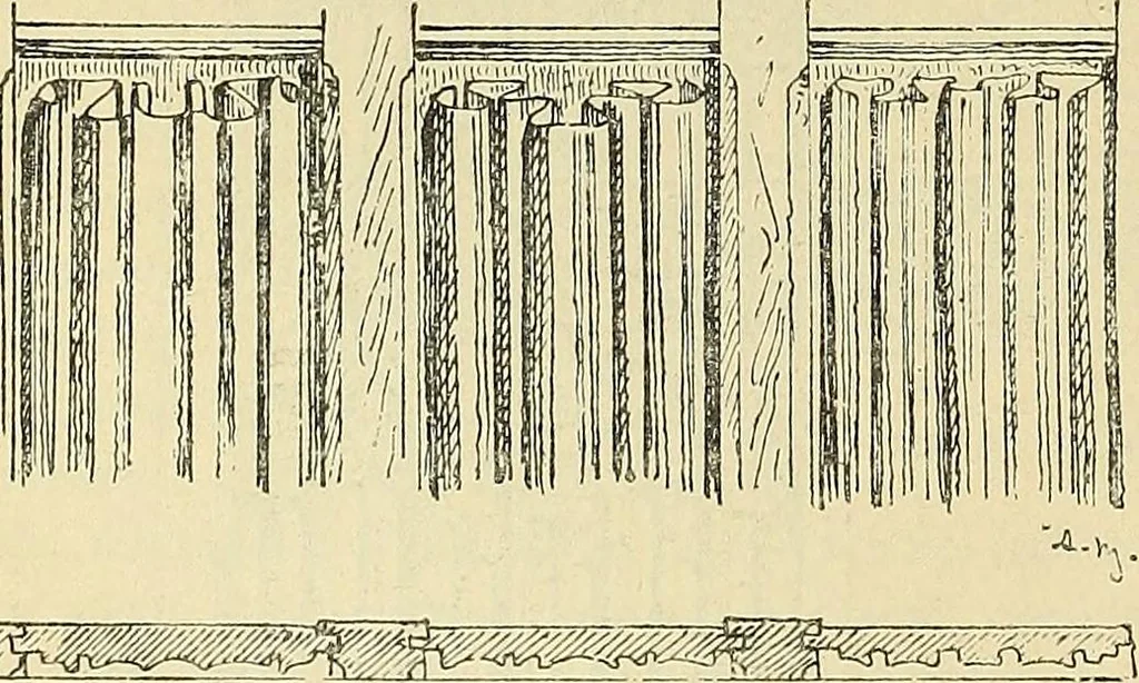 An illustration from L'arte nell'industria : lavori di legno e pastiglia, lavori di metallo, lavori di pietra, marmo, alabastro, ceramica, musaico, vetro, lavori di osso e avorio, lavori tessili, carte da parati e cuoi decorati, ricami, pizzi, cartelloni, stampe, ecc., 1907, leaf 353