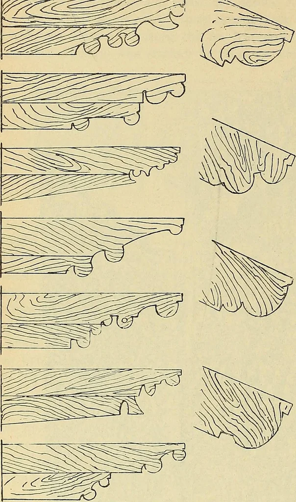 An illustration from L'arte nell'industria : lavori di legno e pastiglia, lavori di metallo, lavori di pietra, marmo, alabastro, ceramica, musaico, vetro, lavori di osso e avorio, lavori tessili, carte da parati e cuoi decorati, ricami, pizzi, cartelloni, stampe, ecc., 1907, leaf 355