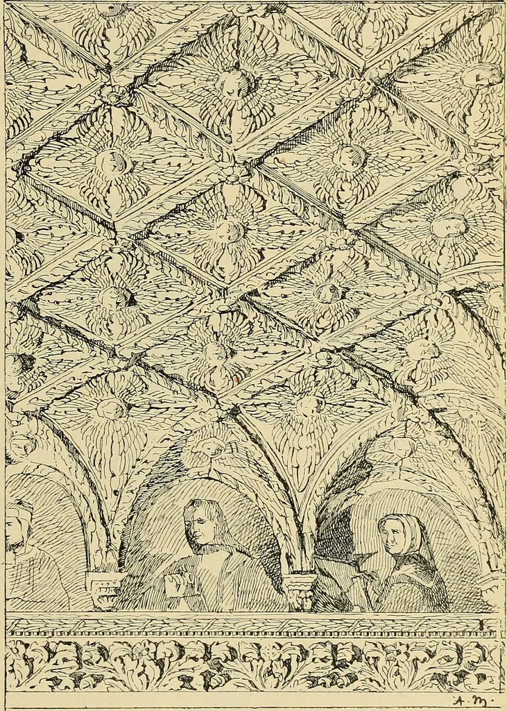 An illustration from L'arte nell'industria : lavori di legno e pastiglia, lavori di metallo, lavori di pietra, marmo, alabastro, ceramica, musaico, vetro, lavori di osso e avorio, lavori tessili, carte da parati e cuoi decorati, ricami, pizzi, cartelloni, stampe, ecc., 1907, leaf 356