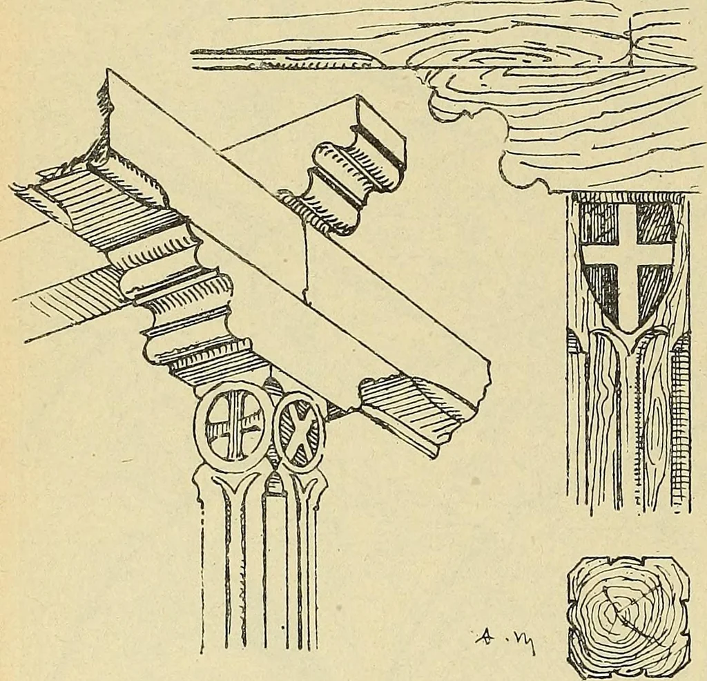 An illustration from L'arte nell'industria : lavori di legno e pastiglia, lavori di metallo, lavori di pietra, marmo, alabastro, ceramica, musaico, vetro, lavori di osso e avorio, lavori tessili, carte da parati e cuoi decorati, ricami, pizzi, cartelloni, stampe, ecc., 1907, leaf 357