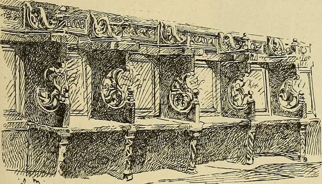 An illustration from L'arte nell'industria : lavori di legno e pastiglia, lavori di metallo, lavori di pietra, marmo, alabastro, ceramica, musaico, vetro, lavori di osso e avorio, lavori tessili, carte da parati e cuoi decorati, ricami, pizzi, cartelloni, stampe, ecc., 1907, leaf 366