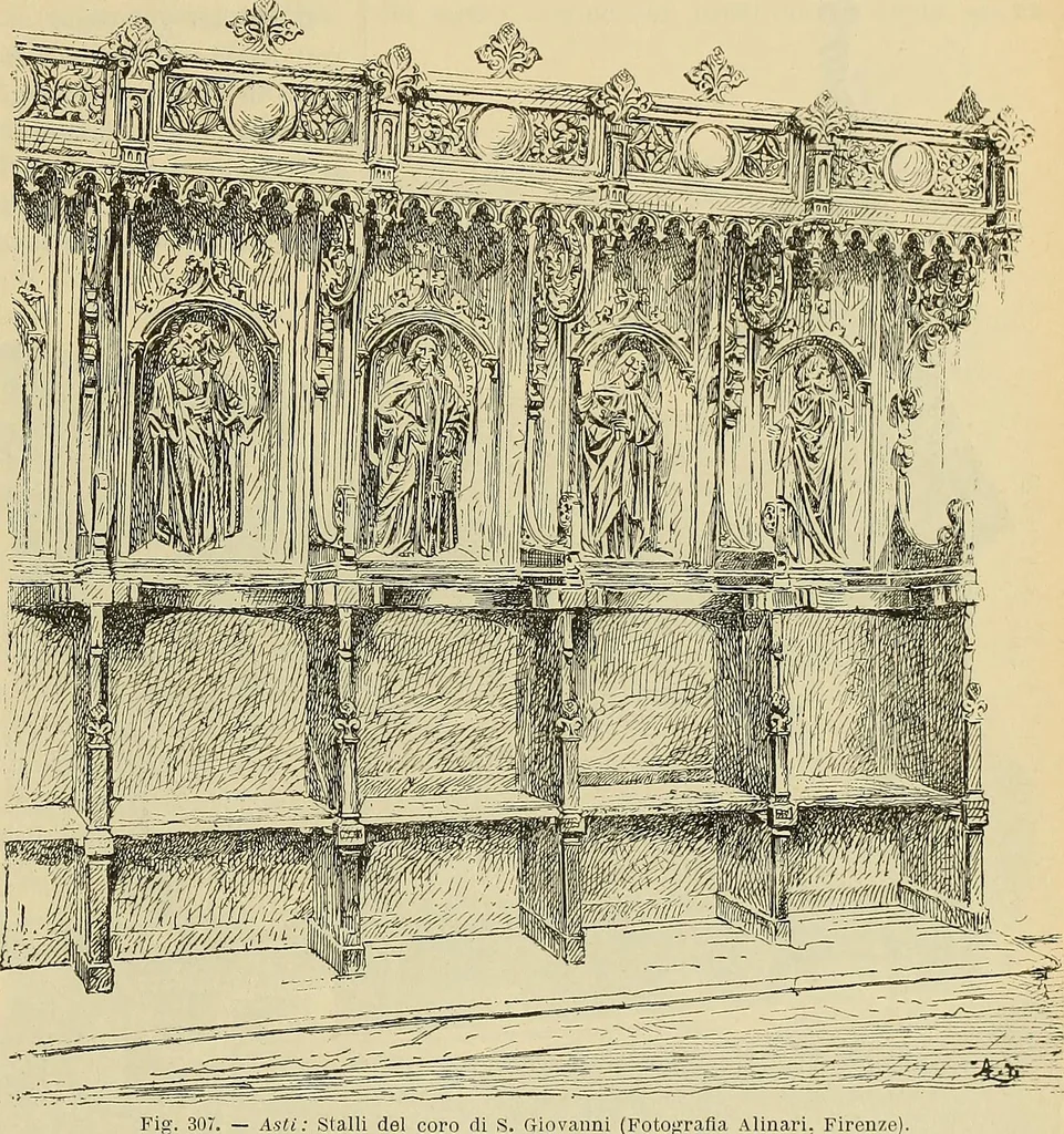 An illustration from L'arte nell'industria : lavori di legno e pastiglia, lavori di metallo, lavori di pietra, marmo, alabastro, ceramica, musaico, vetro, lavori di osso e avorio, lavori tessili, carte da parati e cuoi decorati, ricami, pizzi, cartelloni, stampe, ecc., 1907, leaf 372
