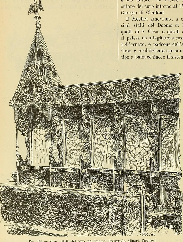 An illustration from L'arte nell'industria : lavori di legno e pastiglia, lavori di metallo, lavori di pietra, marmo, alabastro, ceramica, musaico, vetro, lavori di osso e avorio, lavori tessili, carte da parati e cuoi decorati, ricami, pizzi, cartelloni, stampe, ecc., 1907, leaf 373