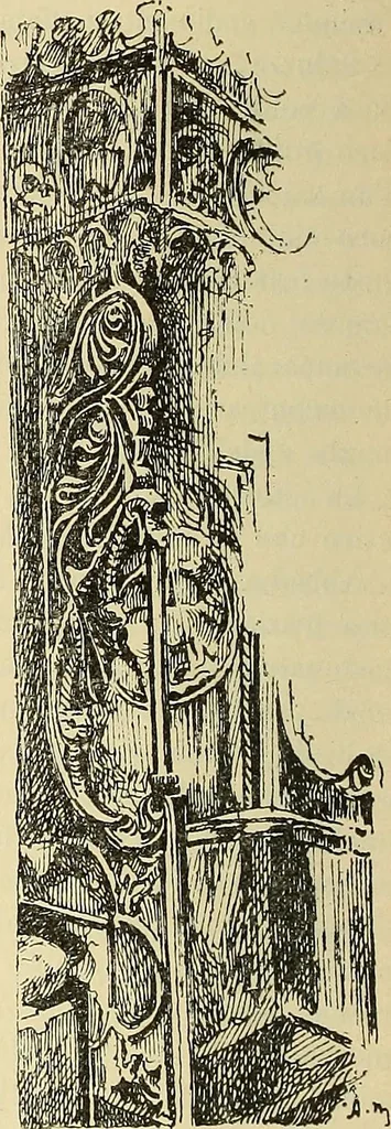 An illustration from L'arte nell'industria : lavori di legno e pastiglia, lavori di metallo, lavori di pietra, marmo, alabastro, ceramica, musaico, vetro, lavori di osso e avorio, lavori tessili, carte da parati e cuoi decorati, ricami, pizzi, cartelloni, stampe, ecc., 1907, leaf 375