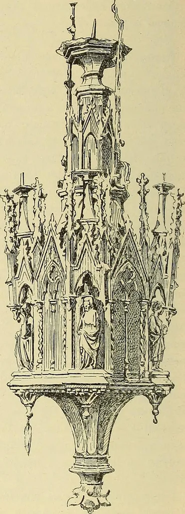 An illustration from L'arte nell'industria : lavori di legno e pastiglia, lavori di metallo, lavori di pietra, marmo, alabastro, ceramica, musaico, vetro, lavori di osso e avorio, lavori tessili, carte da parati e cuoi decorati, ricami, pizzi, cartelloni, stampe, ecc., 1907, leaf 379