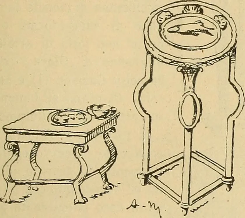 An illustration from L'arte nell'industria : lavori di legno e pastiglia, lavori di metallo, lavori di pietra, marmo, alabastro, ceramica, musaico, vetro, lavori di osso e avorio, lavori tessili, carte da parati e cuoi decorati, ricami, pizzi, cartelloni, stampe, ecc., 1907, leaf 38