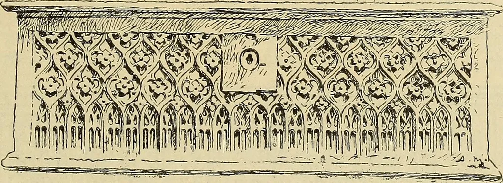 An illustration from L'arte nell'industria : lavori di legno e pastiglia, lavori di metallo, lavori di pietra, marmo, alabastro, ceramica, musaico, vetro, lavori di osso e avorio, lavori tessili, carte da parati e cuoi decorati, ricami, pizzi, cartelloni, stampe, ecc., 1907, leaf 384