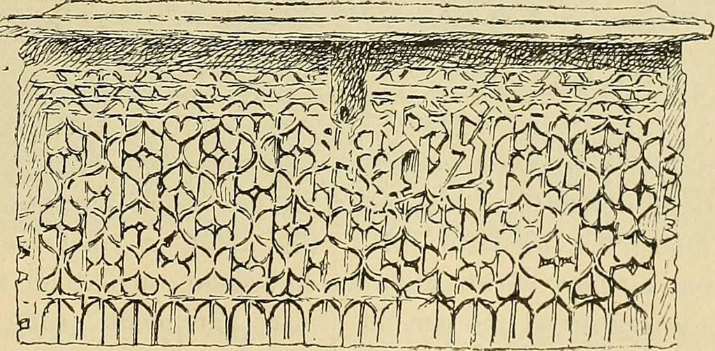 An illustration from L'arte nell'industria : lavori di legno e pastiglia, lavori di metallo, lavori di pietra, marmo, alabastro, ceramica, musaico, vetro, lavori di osso e avorio, lavori tessili, carte da parati e cuoi decorati, ricami, pizzi, cartelloni, stampe, ecc., 1907, leaf 384