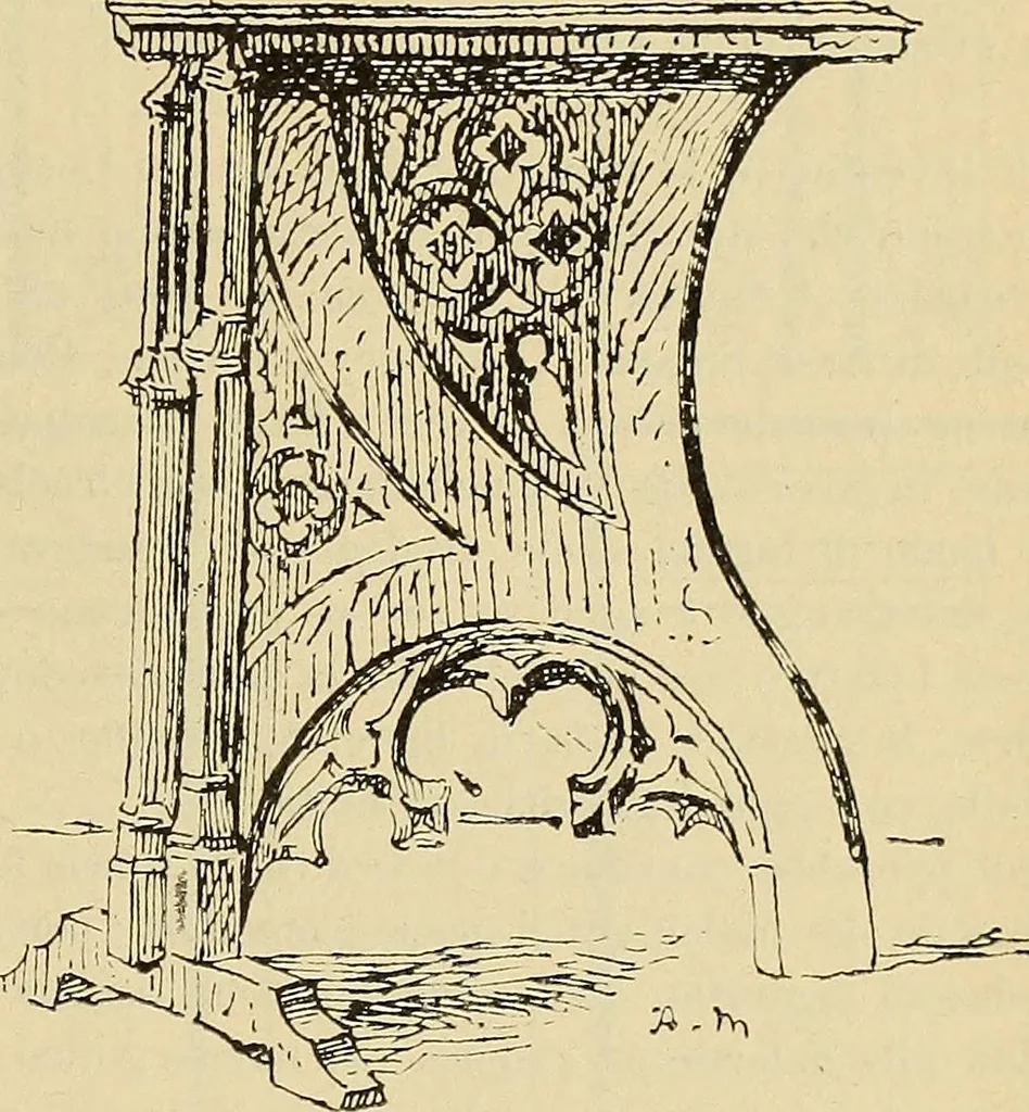 An illustration from L'arte nell'industria : lavori di legno e pastiglia, lavori di metallo, lavori di pietra, marmo, alabastro, ceramica, musaico, vetro, lavori di osso e avorio, lavori tessili, carte da parati e cuoi decorati, ricami, pizzi, cartelloni, stampe, ecc., 1907, leaf 388