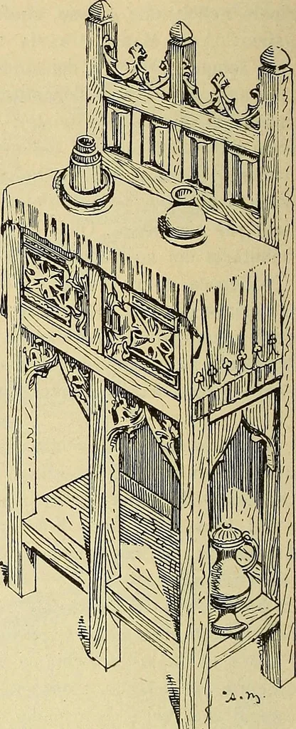 An illustration from L'arte nell'industria : lavori di legno e pastiglia, lavori di metallo, lavori di pietra, marmo, alabastro, ceramica, musaico, vetro, lavori di osso e avorio, lavori tessili, carte da parati e cuoi decorati, ricami, pizzi, cartelloni, stampe, ecc., 1907, leaf 389