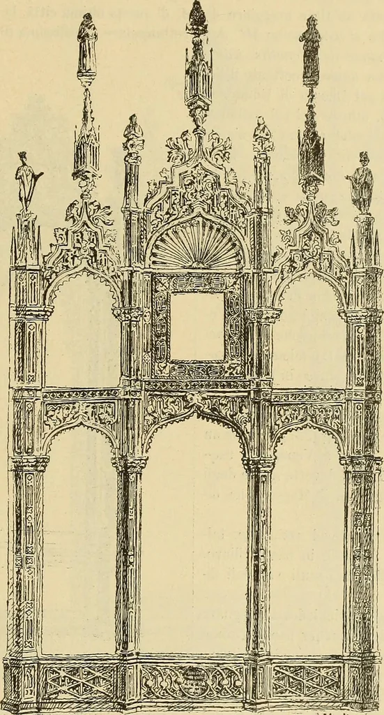 An illustration from L'arte nell'industria : lavori di legno e pastiglia, lavori di metallo, lavori di pietra, marmo, alabastro, ceramica, musaico, vetro, lavori di osso e avorio, lavori tessili, carte da parati e cuoi decorati, ricami, pizzi, cartelloni, stampe, ecc., 1907, leaf 392