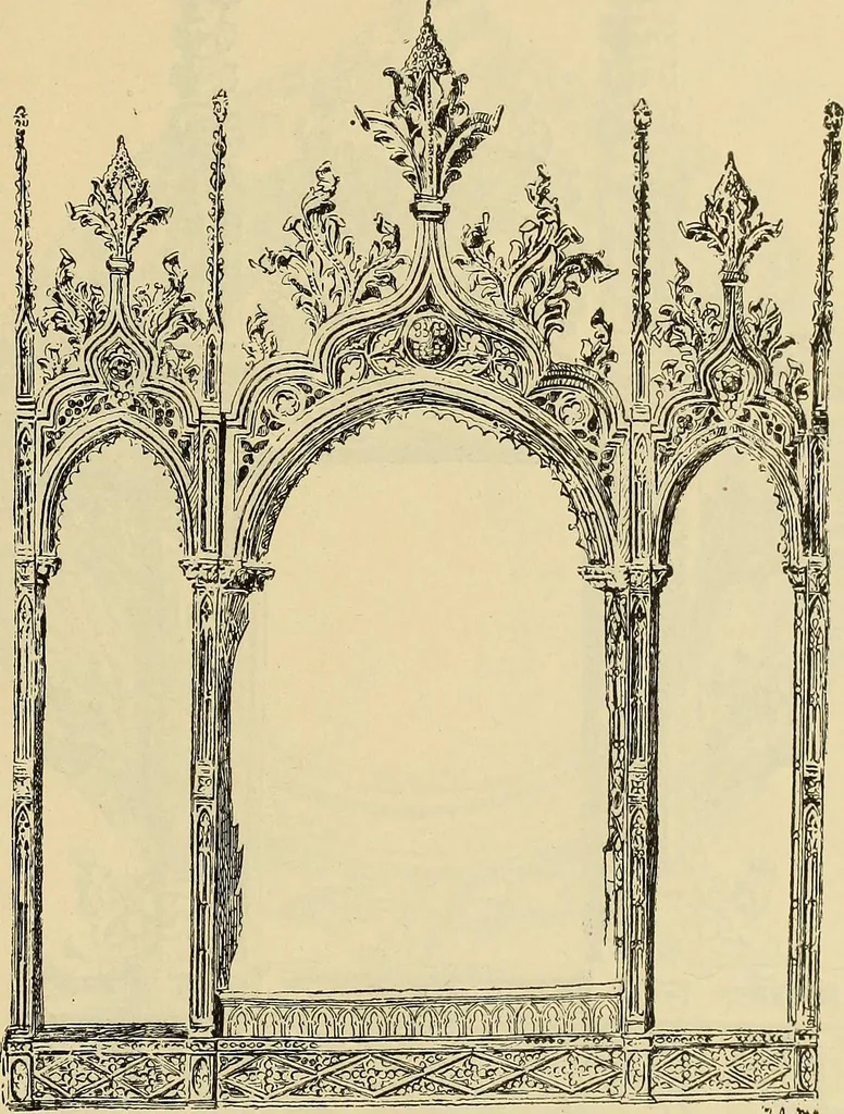 An illustration from L'arte nell'industria : lavori di legno e pastiglia, lavori di metallo, lavori di pietra, marmo, alabastro, ceramica, musaico, vetro, lavori di osso e avorio, lavori tessili, carte da parati e cuoi decorati, ricami, pizzi, cartelloni, stampe, ecc., 1907, leaf 394