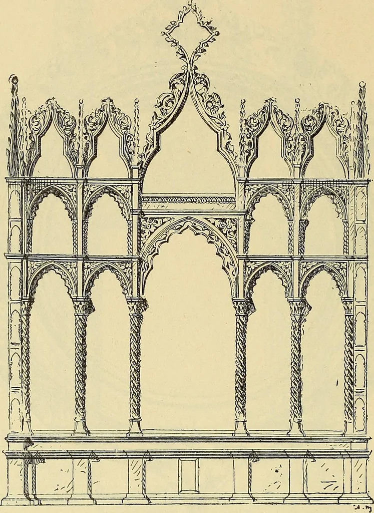 An illustration from L'arte nell'industria : lavori di legno e pastiglia, lavori di metallo, lavori di pietra, marmo, alabastro, ceramica, musaico, vetro, lavori di osso e avorio, lavori tessili, carte da parati e cuoi decorati, ricami, pizzi, cartelloni, stampe, ecc., 1907, leaf 397