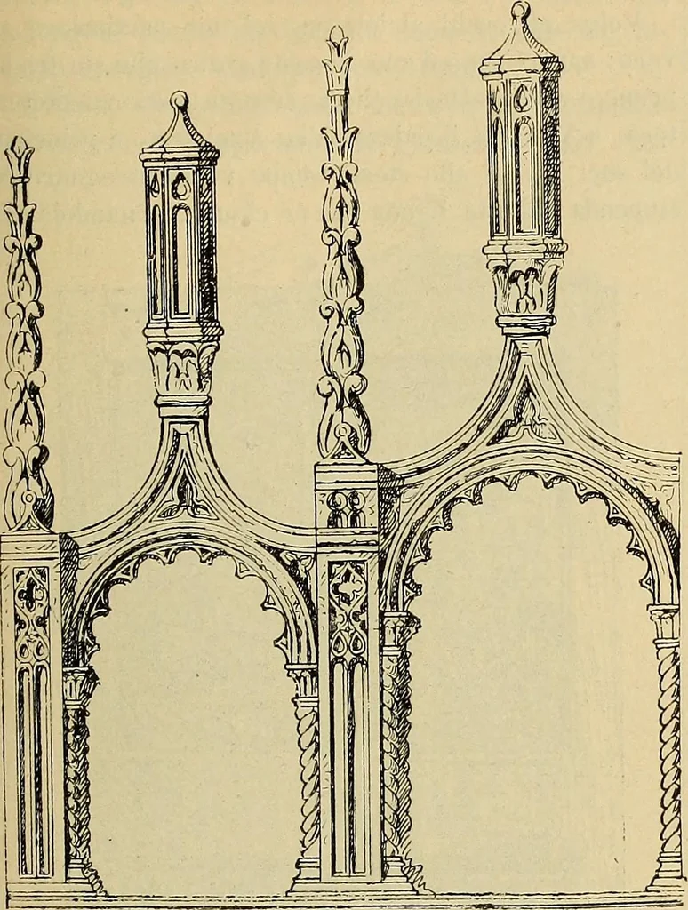An illustration from L'arte nell'industria : lavori di legno e pastiglia, lavori di metallo, lavori di pietra, marmo, alabastro, ceramica, musaico, vetro, lavori di osso e avorio, lavori tessili, carte da parati e cuoi decorati, ricami, pizzi, cartelloni, stampe, ecc., 1907, leaf 400