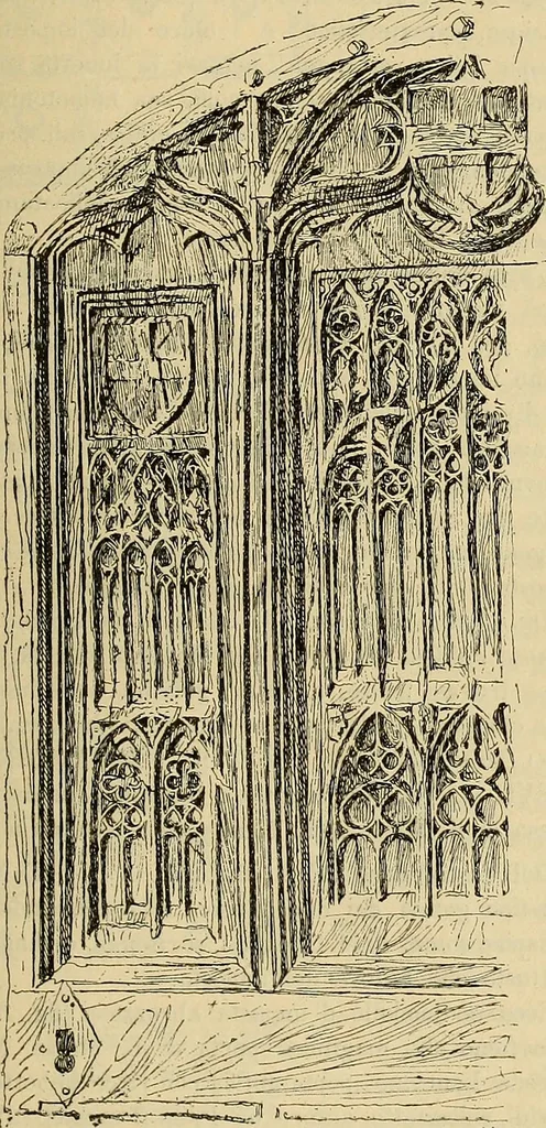 An illustration from L'arte nell'industria : lavori di legno e pastiglia, lavori di metallo, lavori di pietra, marmo, alabastro, ceramica, musaico, vetro, lavori di osso e avorio, lavori tessili, carte da parati e cuoi decorati, ricami, pizzi, cartelloni, stampe, ecc., 1907, leaf 402