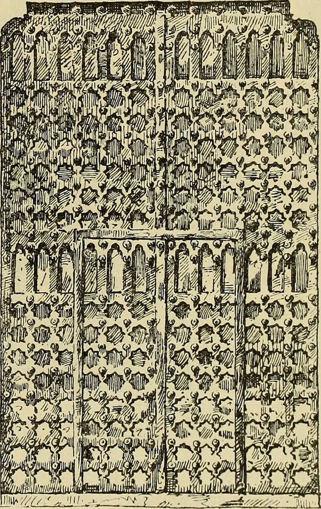 An illustration from L'arte nell'industria : lavori di legno e pastiglia, lavori di metallo, lavori di pietra, marmo, alabastro, ceramica, musaico, vetro, lavori di osso e avorio, lavori tessili, carte da parati e cuoi decorati, ricami, pizzi, cartelloni, stampe, ecc., 1907, leaf 402