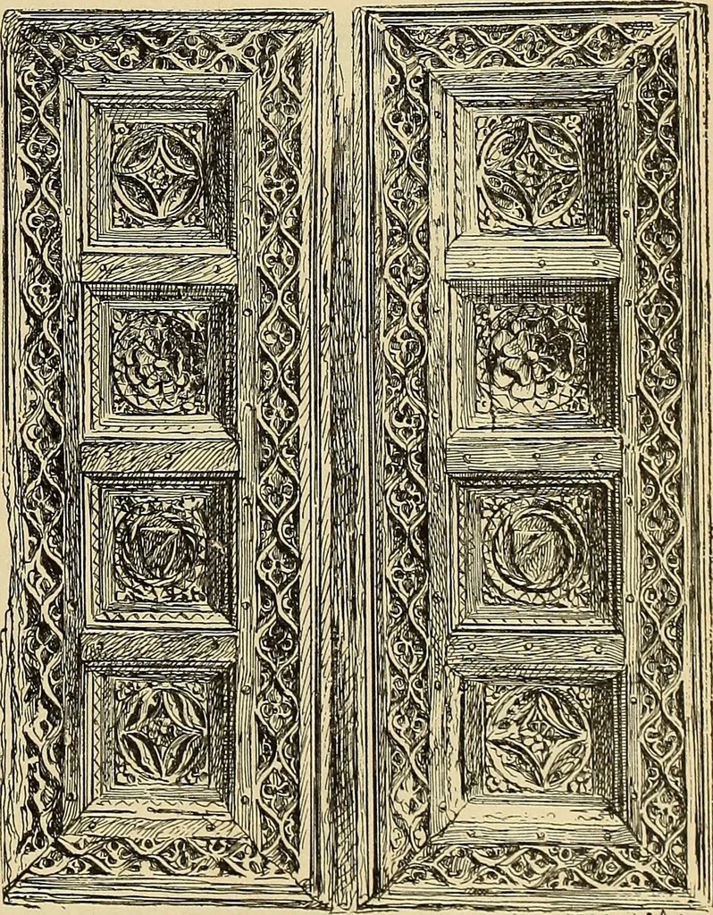 An illustration from L'arte nell'industria : lavori di legno e pastiglia, lavori di metallo, lavori di pietra, marmo, alabastro, ceramica, musaico, vetro, lavori di osso e avorio, lavori tessili, carte da parati e cuoi decorati, ricami, pizzi, cartelloni, stampe, ecc., 1907, leaf 404