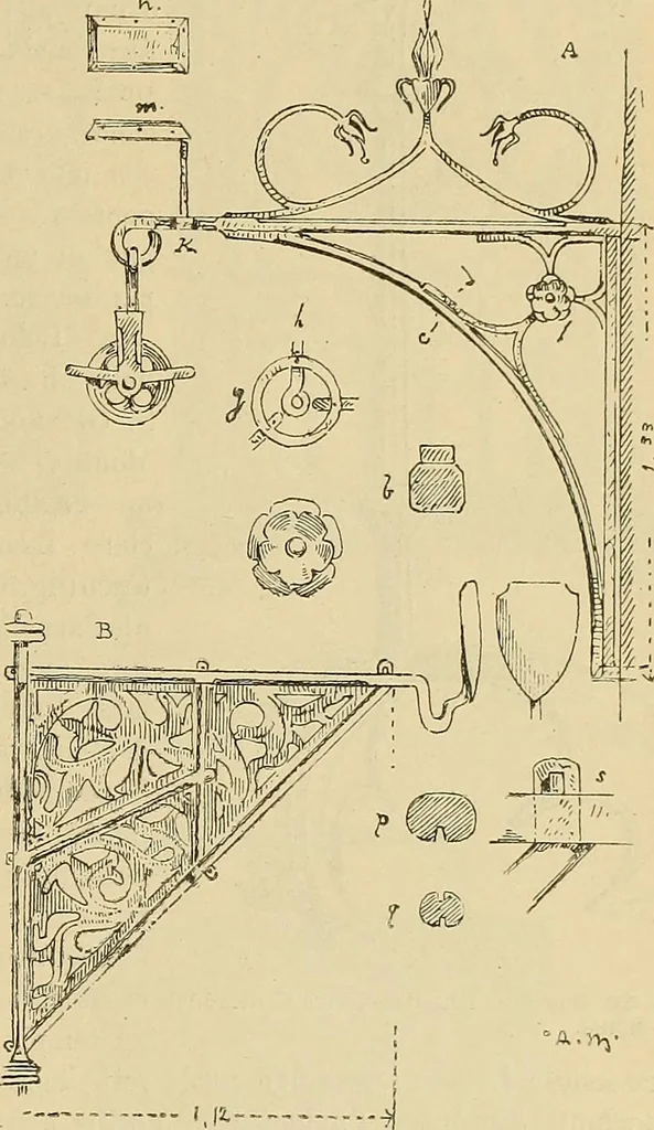 An illustration from L'arte nell'industria : lavori di legno e pastiglia, lavori di metallo, lavori di pietra, marmo, alabastro, ceramica, musaico, vetro, lavori di osso e avorio, lavori tessili, carte da parati e cuoi decorati, ricami, pizzi, cartelloni, stampe, ecc., 1907, leaf 406