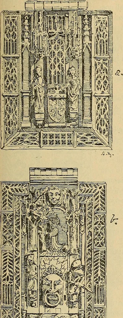 An illustration from L'arte nell'industria : lavori di legno e pastiglia, lavori di metallo, lavori di pietra, marmo, alabastro, ceramica, musaico, vetro, lavori di osso e avorio, lavori tessili, carte da parati e cuoi decorati, ricami, pizzi, cartelloni, stampe, ecc., 1907, leaf 410