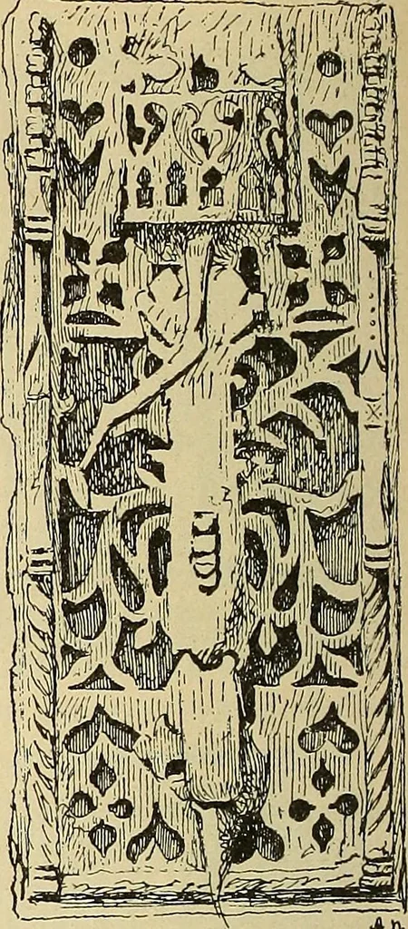 An illustration from L'arte nell'industria : lavori di legno e pastiglia, lavori di metallo, lavori di pietra, marmo, alabastro, ceramica, musaico, vetro, lavori di osso e avorio, lavori tessili, carte da parati e cuoi decorati, ricami, pizzi, cartelloni, stampe, ecc., 1907, leaf 411
