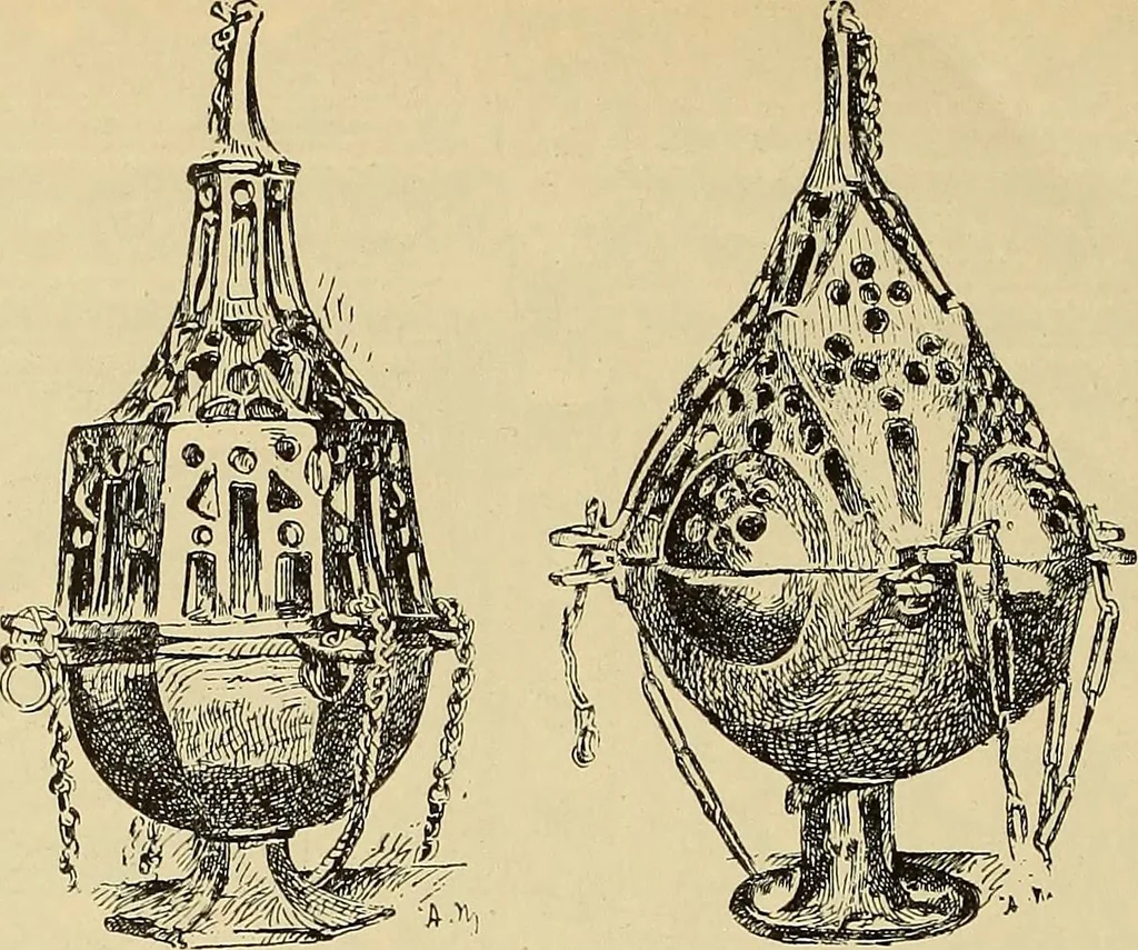 An illustration from L'arte nell'industria : lavori di legno e pastiglia, lavori di metallo, lavori di pietra, marmo, alabastro, ceramica, musaico, vetro, lavori di osso e avorio, lavori tessili, carte da parati e cuoi decorati, ricami, pizzi, cartelloni, stampe, ecc., 1907, leaf 421