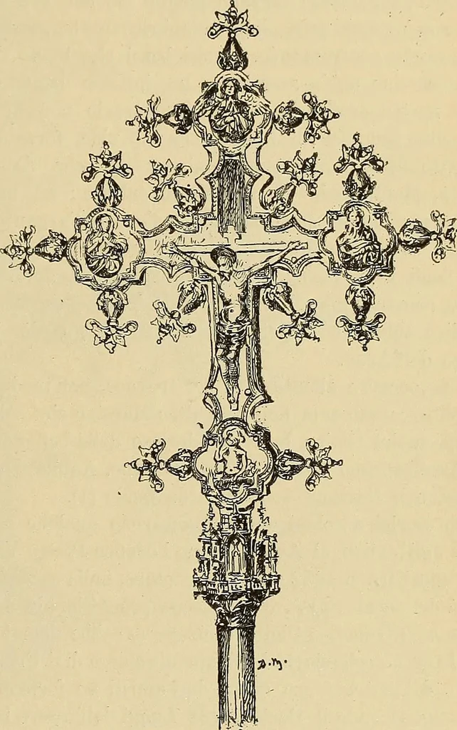 An illustration from L'arte nell'industria : lavori di legno e pastiglia, lavori di metallo, lavori di pietra, marmo, alabastro, ceramica, musaico, vetro, lavori di osso e avorio, lavori tessili, carte da parati e cuoi decorati, ricami, pizzi, cartelloni, stampe, ecc., 1907, leaf 428