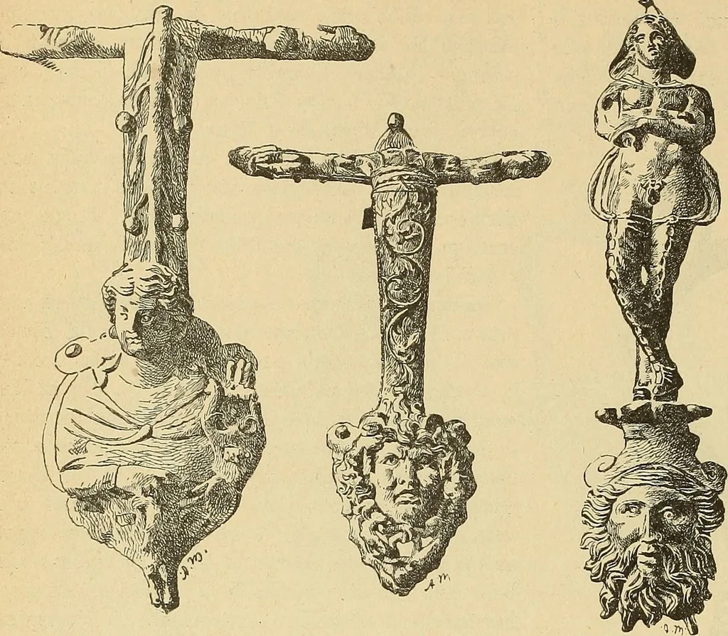 An illustration from L'arte nell'industria : lavori di legno e pastiglia, lavori di metallo, lavori di pietra, marmo, alabastro, ceramica, musaico, vetro, lavori di osso e avorio, lavori tessili, carte da parati e cuoi decorati, ricami, pizzi, cartelloni, stampe, ecc., 1907, leaf 43