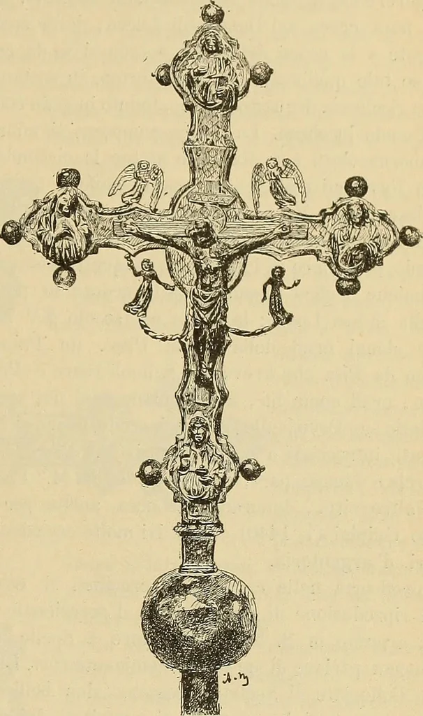 An illustration from L'arte nell'industria : lavori di legno e pastiglia, lavori di metallo, lavori di pietra, marmo, alabastro, ceramica, musaico, vetro, lavori di osso e avorio, lavori tessili, carte da parati e cuoi decorati, ricami, pizzi, cartelloni, stampe, ecc., 1907, leaf 432