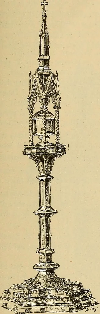 An illustration from L'arte nell'industria : lavori di legno e pastiglia, lavori di metallo, lavori di pietra, marmo, alabastro, ceramica, musaico, vetro, lavori di osso e avorio, lavori tessili, carte da parati e cuoi decorati, ricami, pizzi, cartelloni, stampe, ecc., 1907, leaf 438
